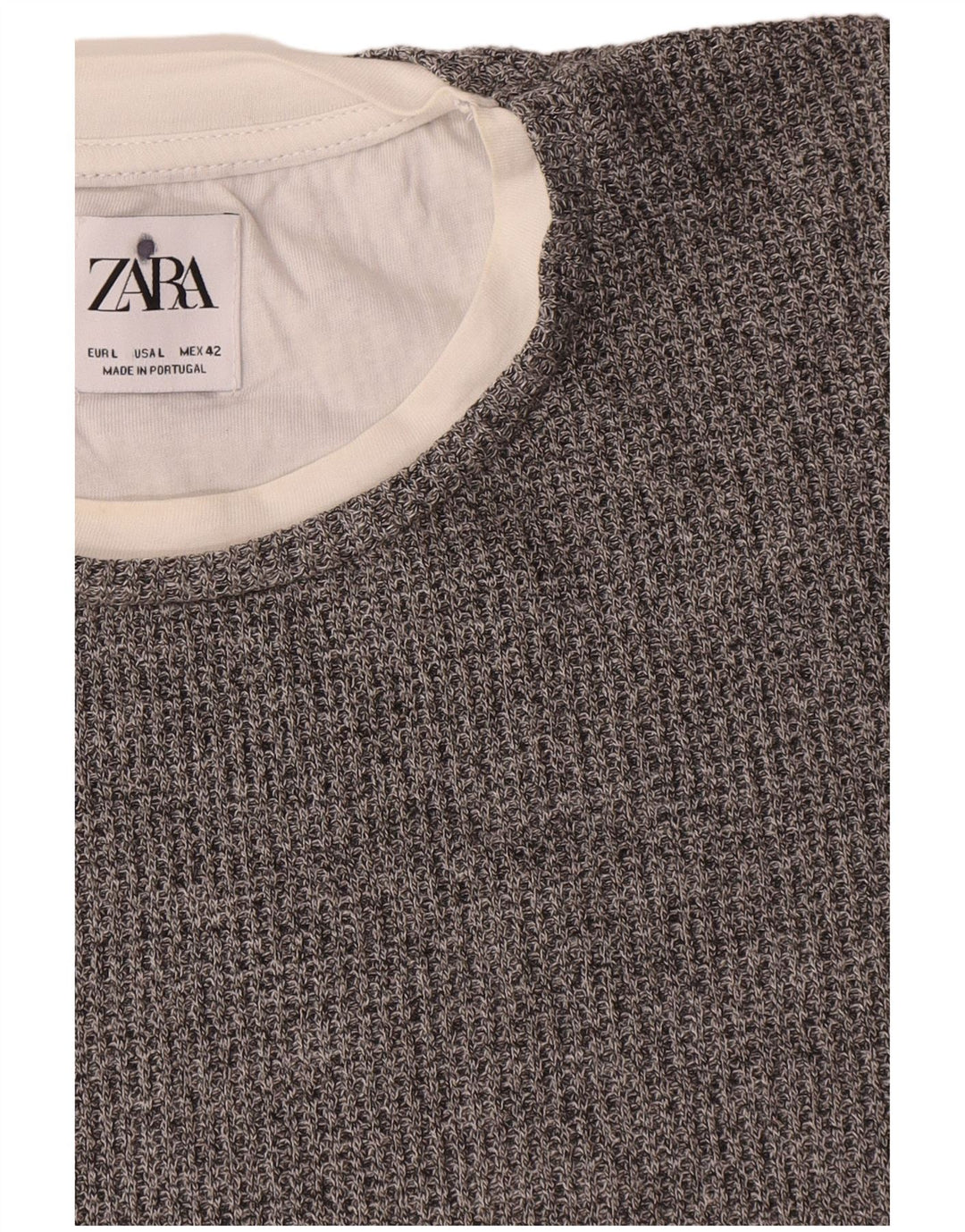 Suéter masculino Zara com gola redonda, grande algodão cinza