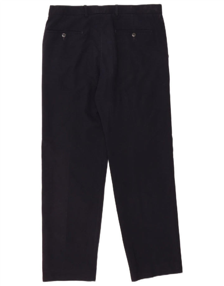 Calça masculina reta regular Marks & Spencer W34 L31 azul marinho