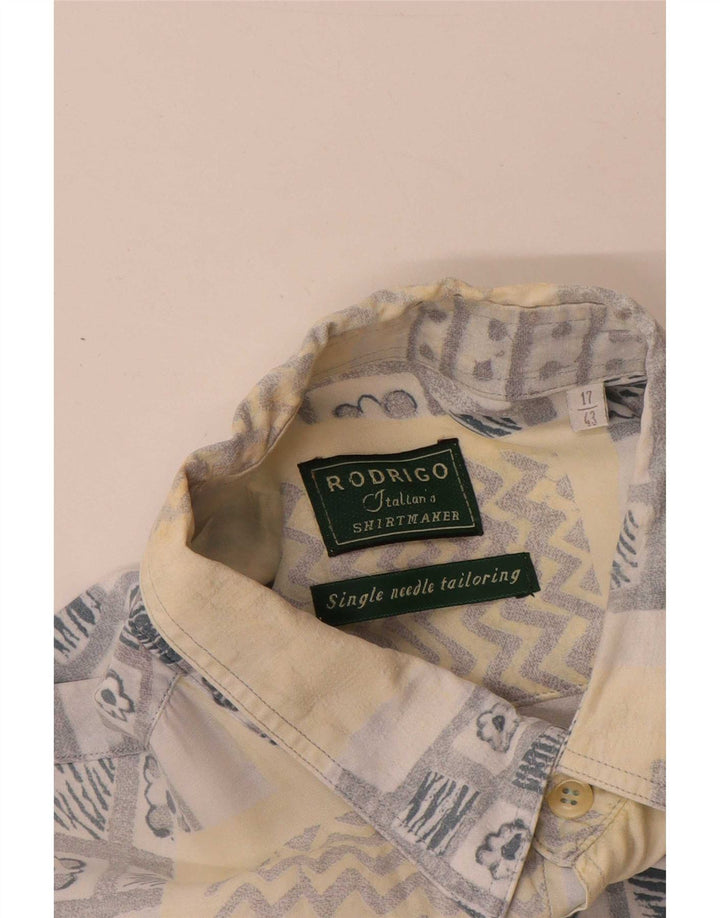 Camisa masculina manga curta Rodrigo tamanho 43 17 XL bege patchwork algodão