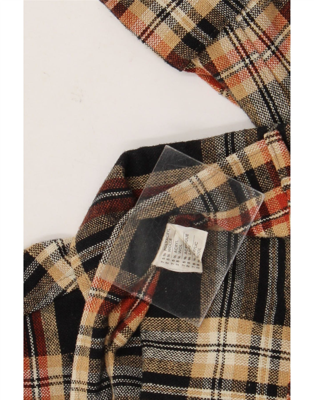 Camisa masculina de flanela vintage tamanho 39 poliacrílico xadrez multicolorido médio