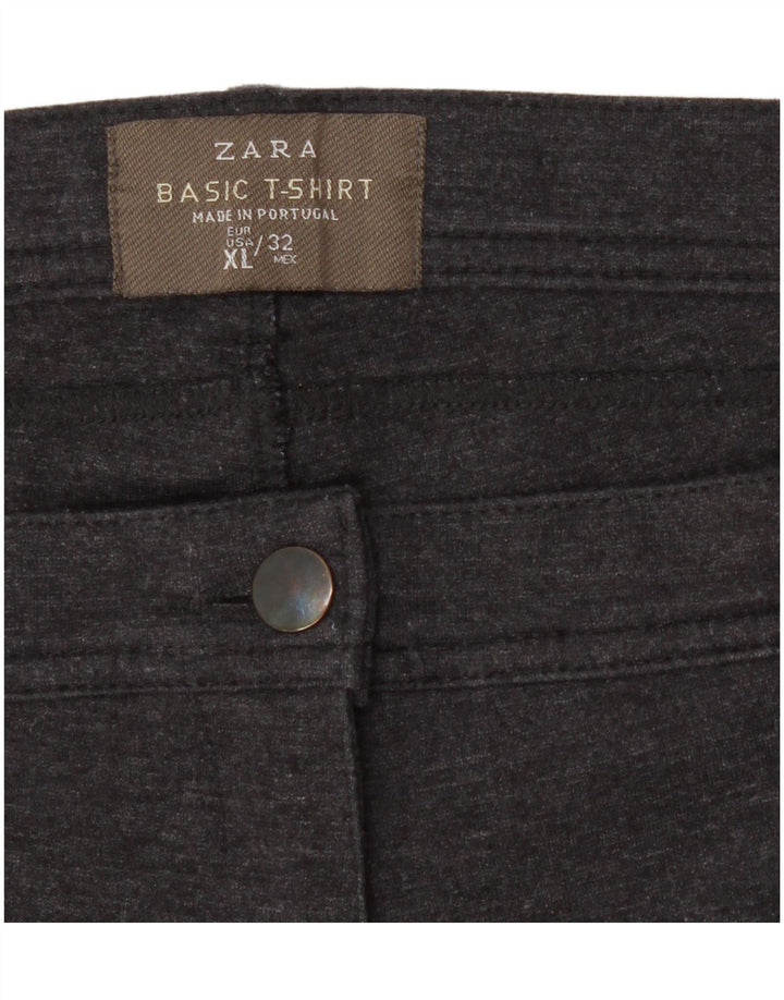ZARA Womens Straight Cropped Trousers XL W32 L25 Grey