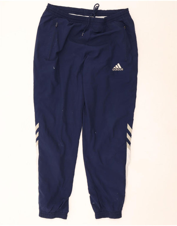 Calça de treino masculina Adidas Joggers UK 42/44 grande bloco colorido azul marinho