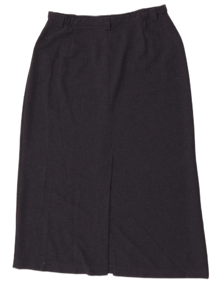 Saia midi feminina Marks & Spencer Reino Unido 16 grande W32 azul marinho poliéster