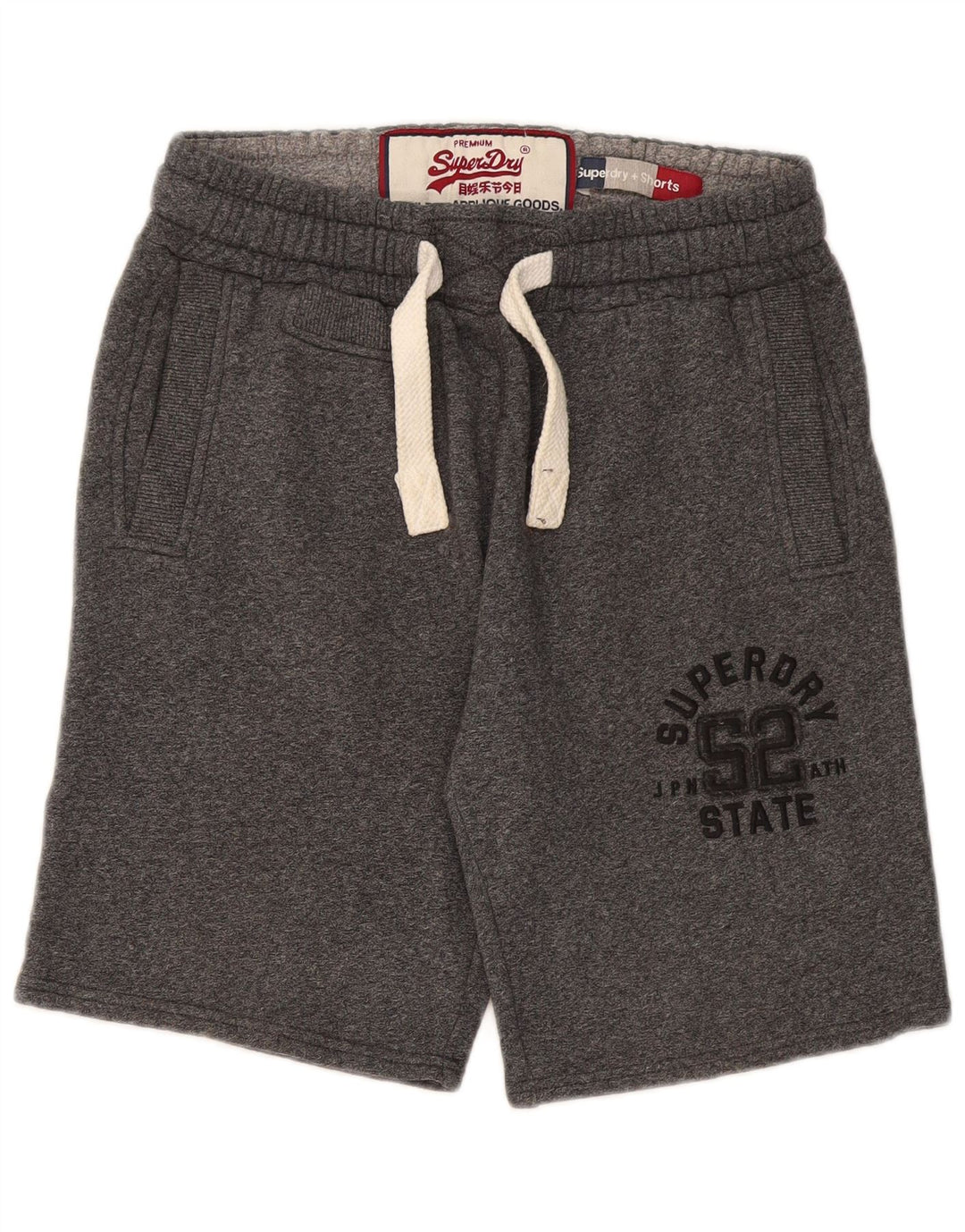 Shorts esportivos masculinos Superdry Graphic pequeno algodão manchado cinza