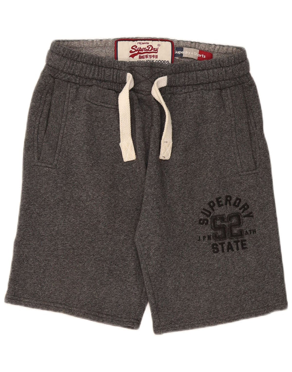 Shorts esportivos masculinos Superdry Graphic pequeno algodão manchado cinza