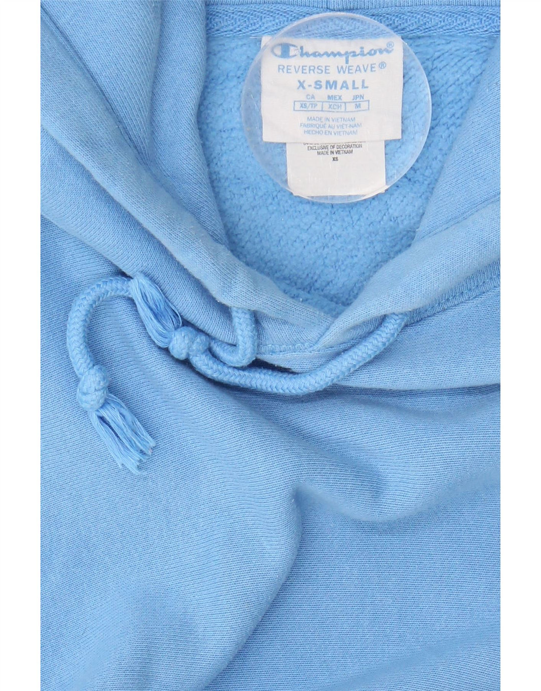 CHAMPION Womens Graphic Hoodie Jumper UK 6 XS Blue Cotton Vintage Champion and Second-Hand Champion from Messina Hembry 