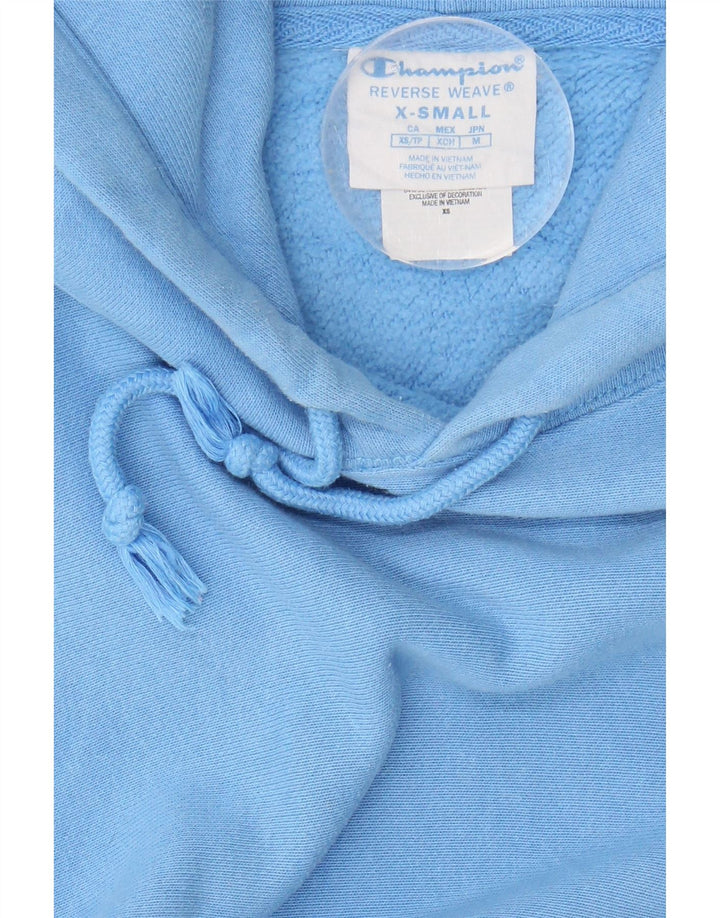 CHAMPION Womens Graphic Hoodie Jumper UK 6 XS Blue Cotton Vintage Champion and Second-Hand Champion from Messina Hembry 