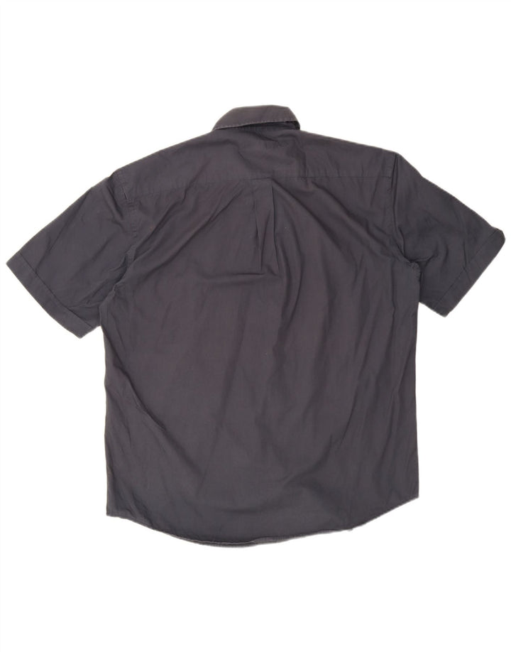 Camisa feminina de manga curta Sergio Tacchini Reino Unido 14 algodão azul marinho médio