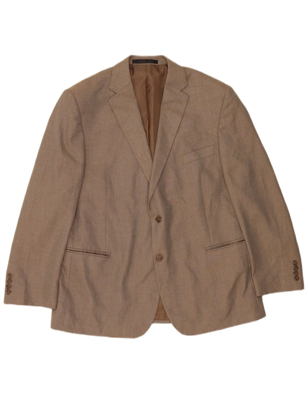 Jaqueta blazer masculina de 2 botões Marks & Spencer Reino Unido 46 XL bege poliéster