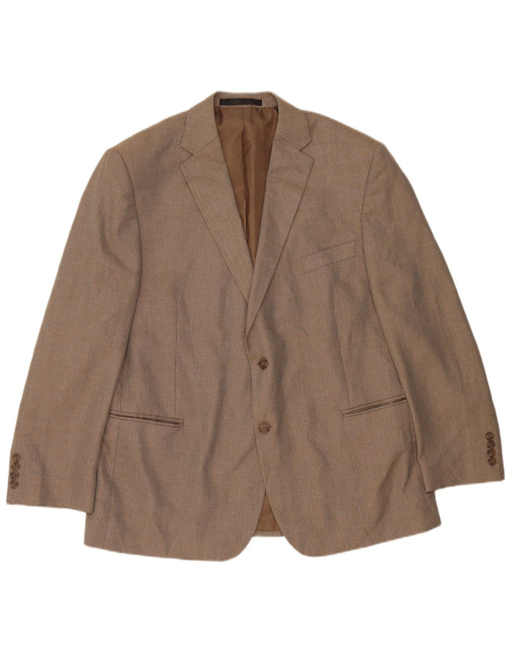 Jaqueta blazer masculina de 2 botões Marks & Spencer Reino Unido 46 XL bege poliéster