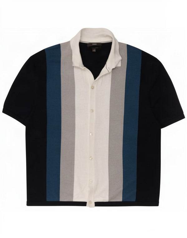 Camisa masculina de manga curta Marks & Spencer XL azul marinho algodão colorblock