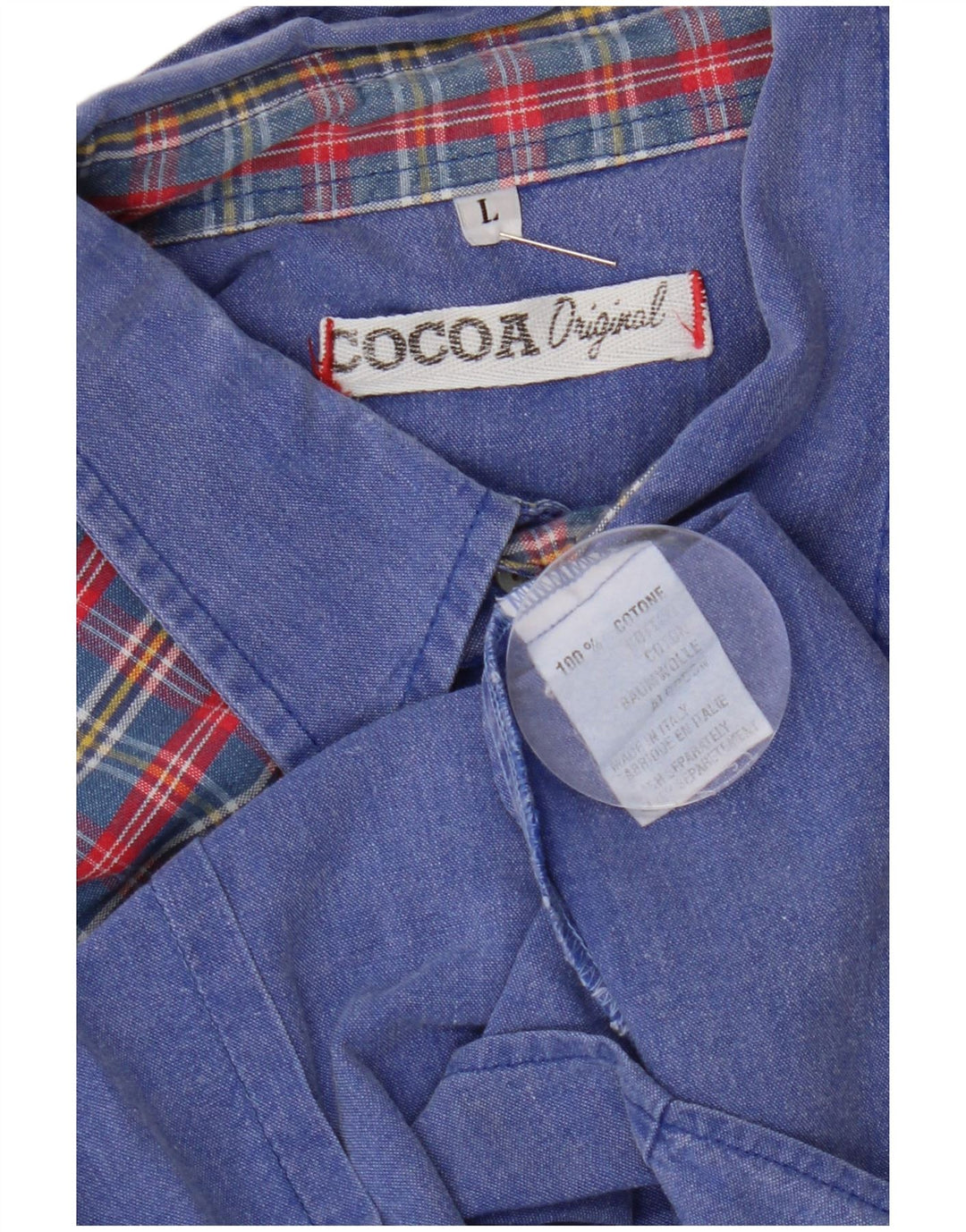Camisa jeans masculina Cocoa grande algodão xadrez azul