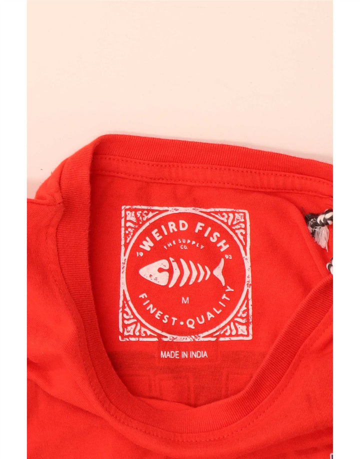 Camiseta gráfica masculina Weird Fish Top médio algodão vermelho