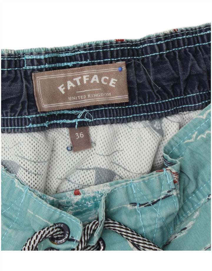 FAT FACE Calção de banho masculino gráfico grande algodão turquesa