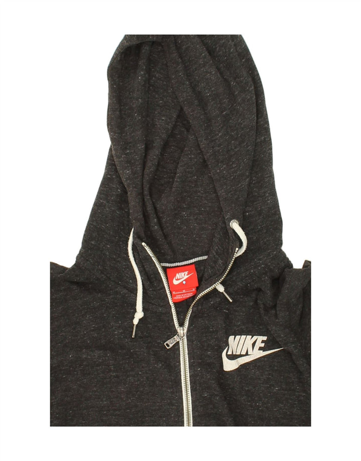 NIKE Womens Zip Hoodie Sweater UK 14 Medium Grey Flecked Cotton Vintage Nike and Second-Hand Nike from Messina Hembry 