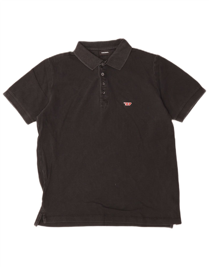 Camisa polo masculina diesel pequena de algodão preto