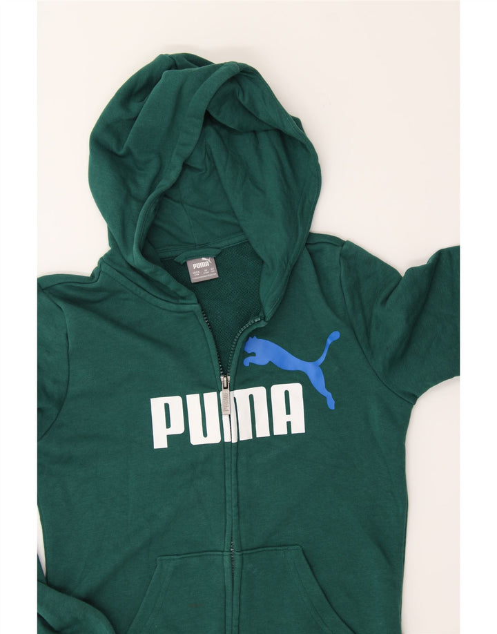 PUMA Boys Graphic Zip Hoodie Sweater 9-10 Years Medium  Green Cotton Vintage Puma and Second-Hand Puma from Messina Hembry 