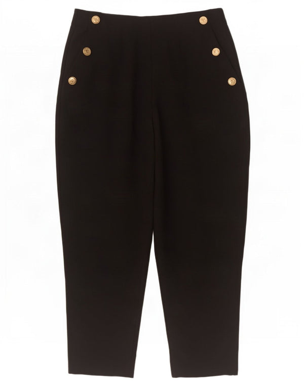 Calça feminina Zara cintura alta cônica cortada grande W30 L26 preta