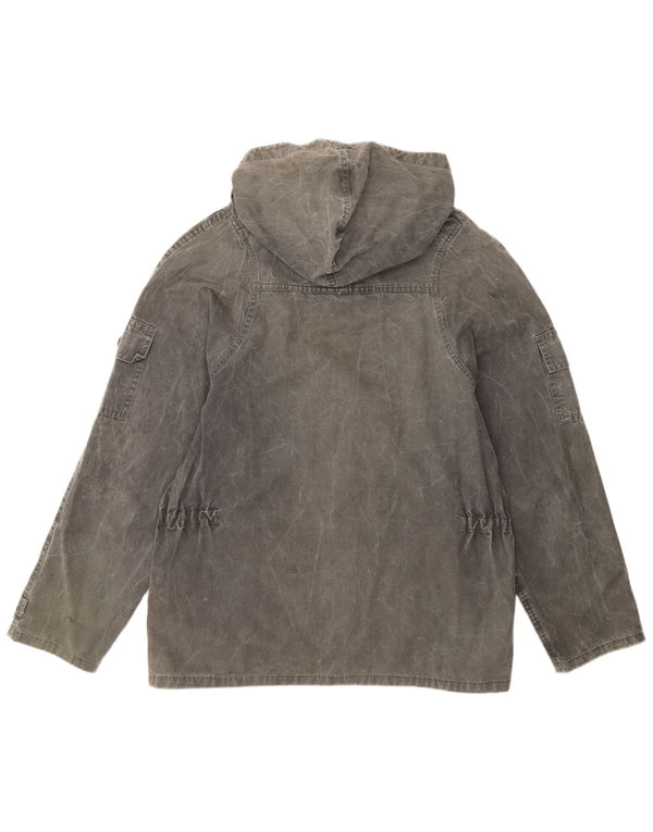 Jaqueta Anorak masculina vintage com capuz Reino Unido 36 cinza pequeno