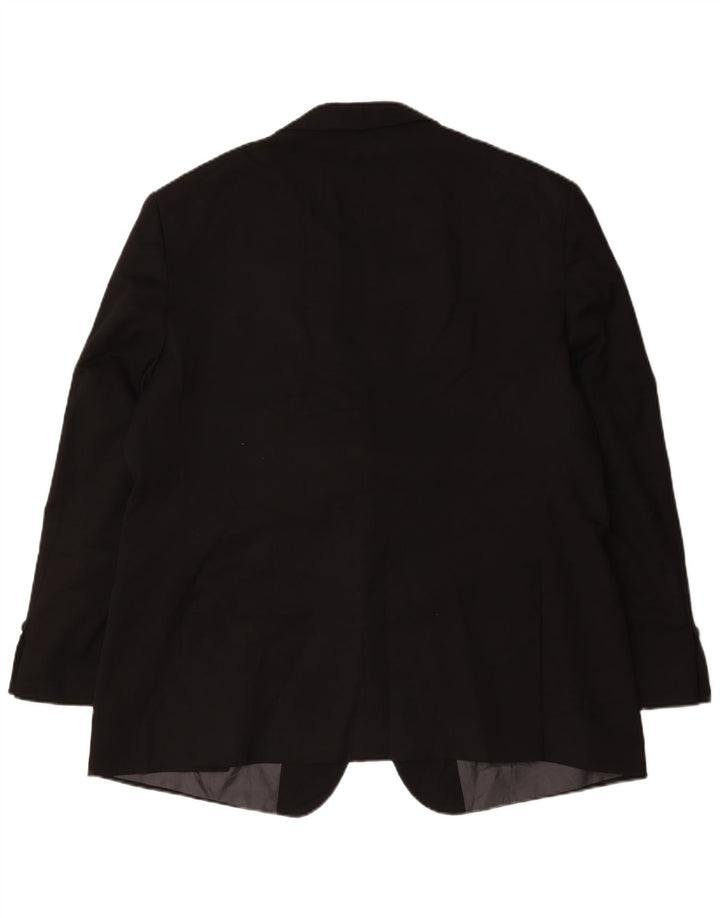 Jaqueta blazer masculina de 2 botões Marks & Spencer Reino Unido 48 2XL poliéster preto