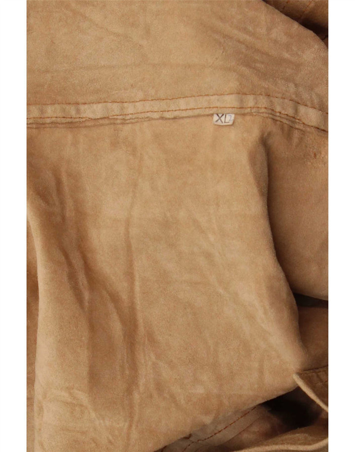 Jaqueta de camurça vintage feminina UK 18 XL bege