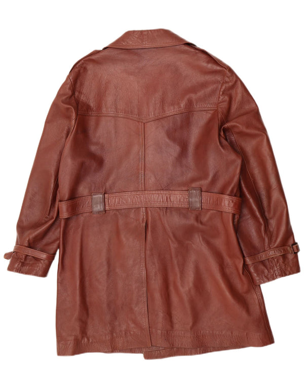 Casaco de couro masculino vintage IT 44 XS couro marrom