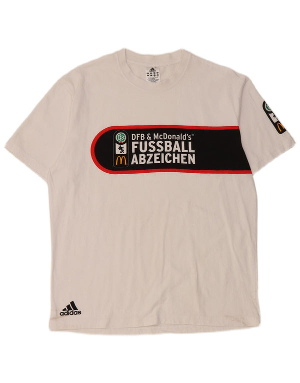 Adidas Mens Graphic T-Shirt Top Grande Branco Colorblock Algodão