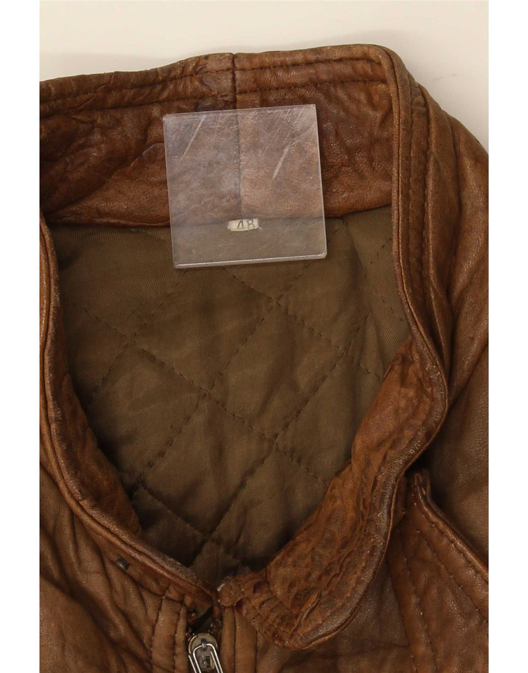 Jaqueta de couro masculina vintage IT 48 marrom médio