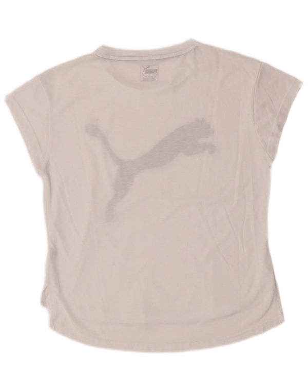 Camiseta feminina Puma Loose Fit Graphic Top UK 10 Pequena Branca