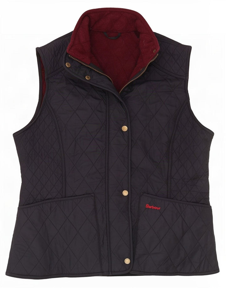 Colete acolchoado feminino Barbour UK 16 grande preto poliéster clássico