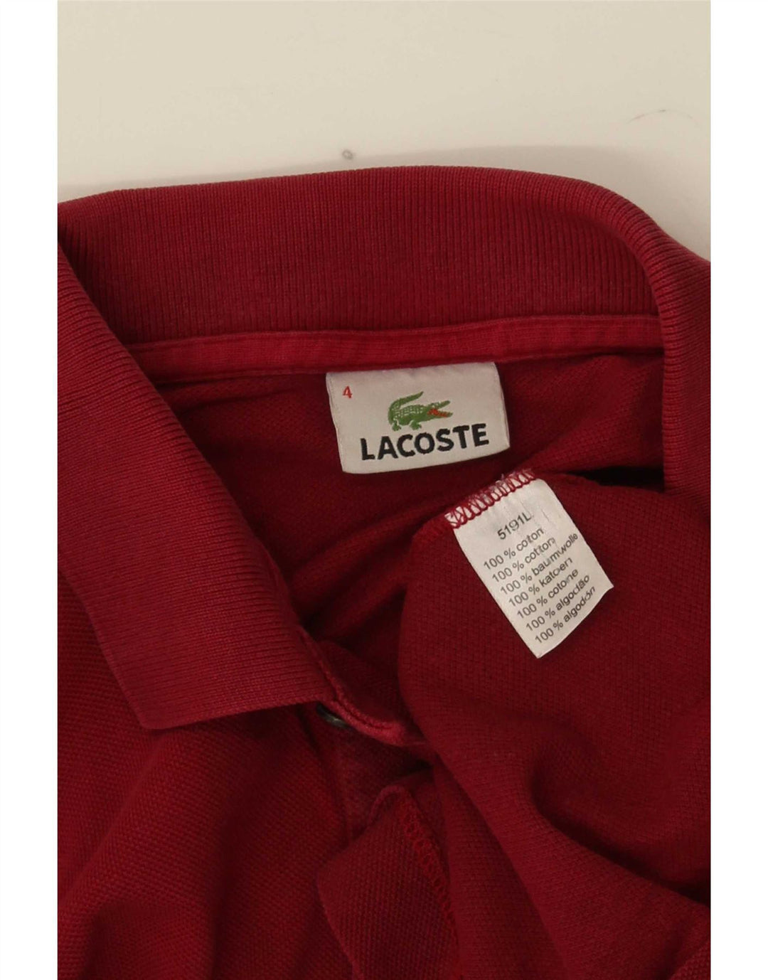 Camisa polo masculina Lacoste tamanho 4 médio algodão vermelho