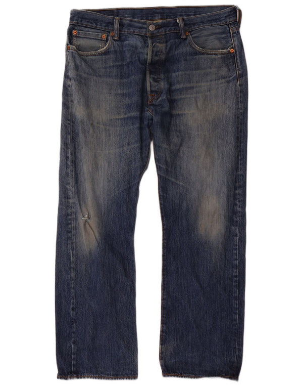 Levi's Masculino 501 Straight Jeans W36 L30 Azul Marinho Algodão
