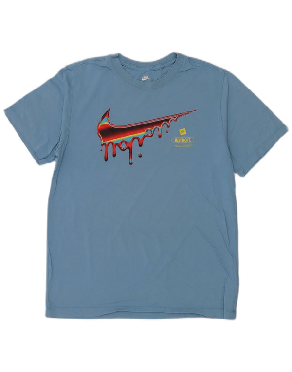 Camiseta Nike masculina gráfica Top médio algodão azul