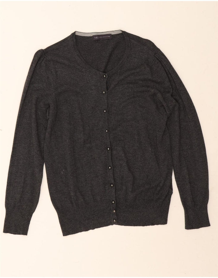 Suéter cardigã feminino Marks & Spencer Reino Unido 14 Viscose cinza médio