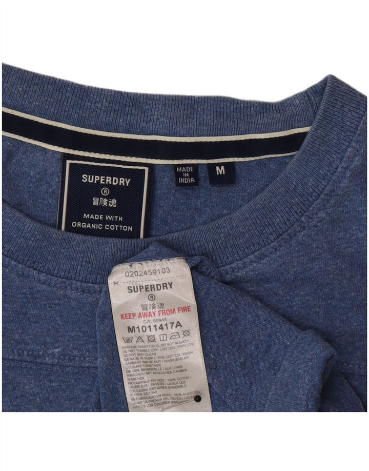 Camiseta masculina Superdry Top médio algodão manchado azul