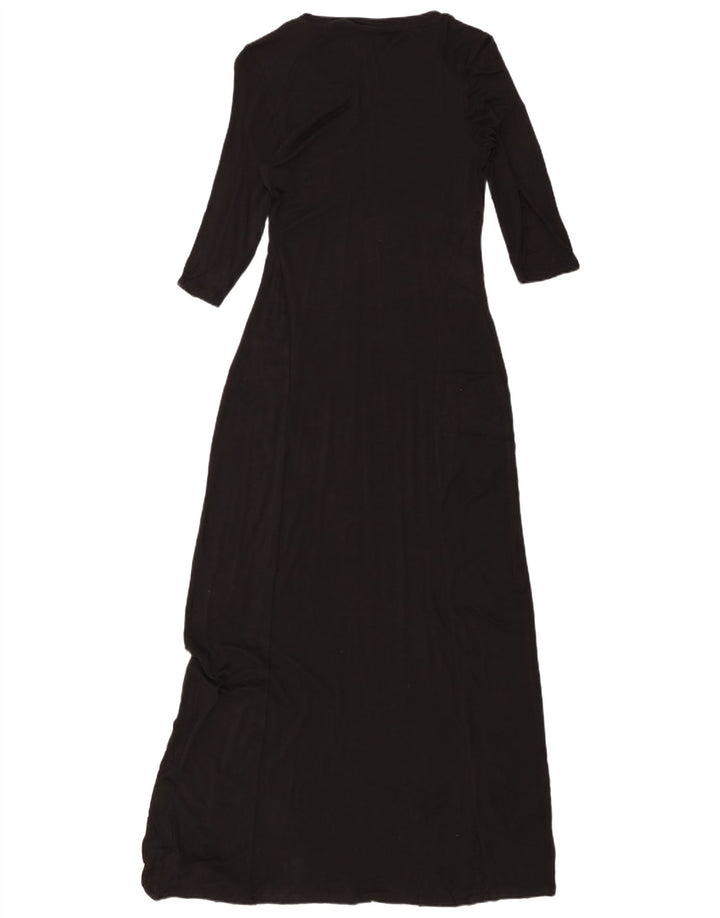 Vestido maxi feminino MOSSIMO manga 3/4 UK 6 XS preto rayon