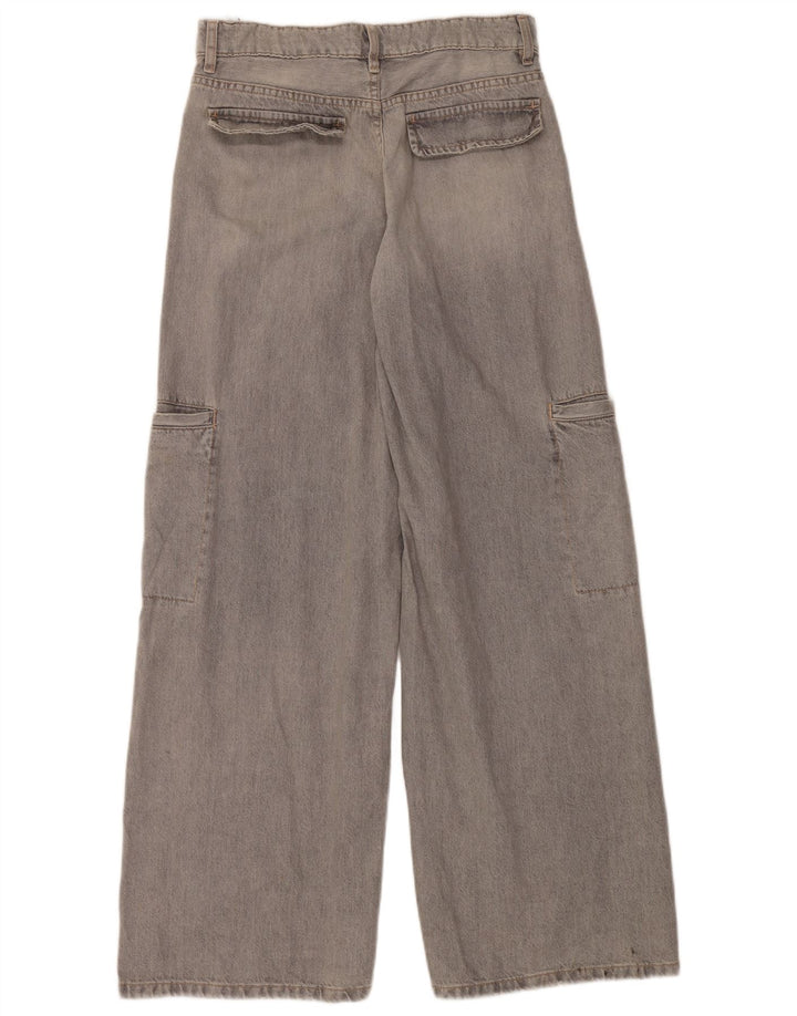Calça jeans feminina cargo larga ZARA EU 40 médio W30 L34 algodão cinza