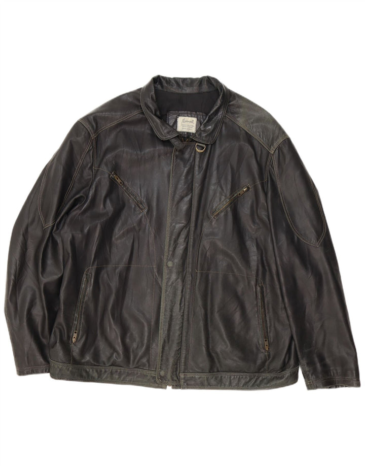 Jaqueta de couro masculina vintage UK 44 2XL preta
