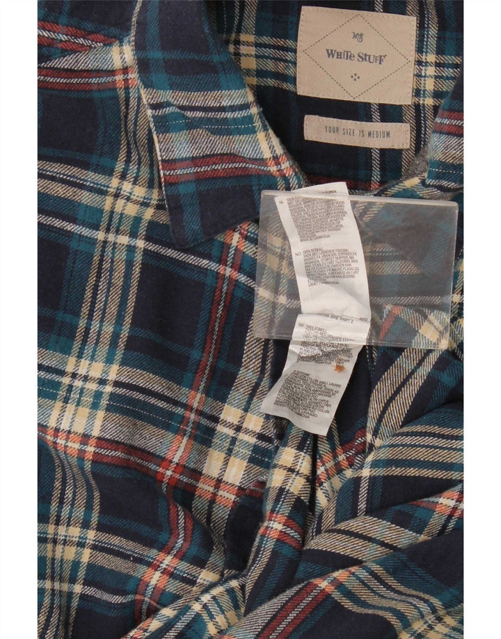 Camisa masculina de flanela White Stuff algodão xadrez azul médio
