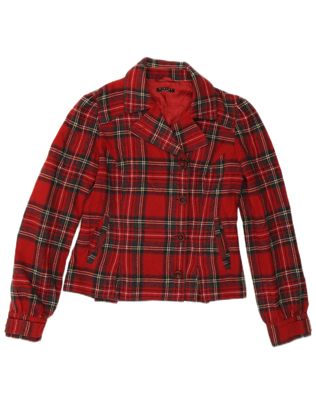 Jaqueta blazer feminina SISLEY com 4 botões IT 42 acrílico xadrez vermelho médio