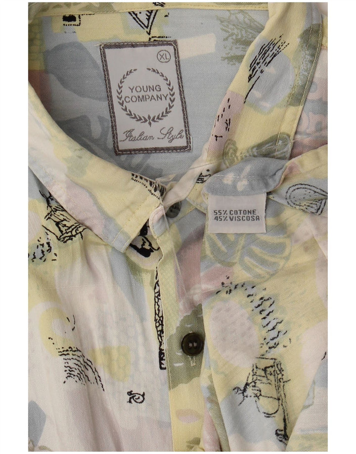 Camisa masculina vintage de manga curta XL algodão multicolorido