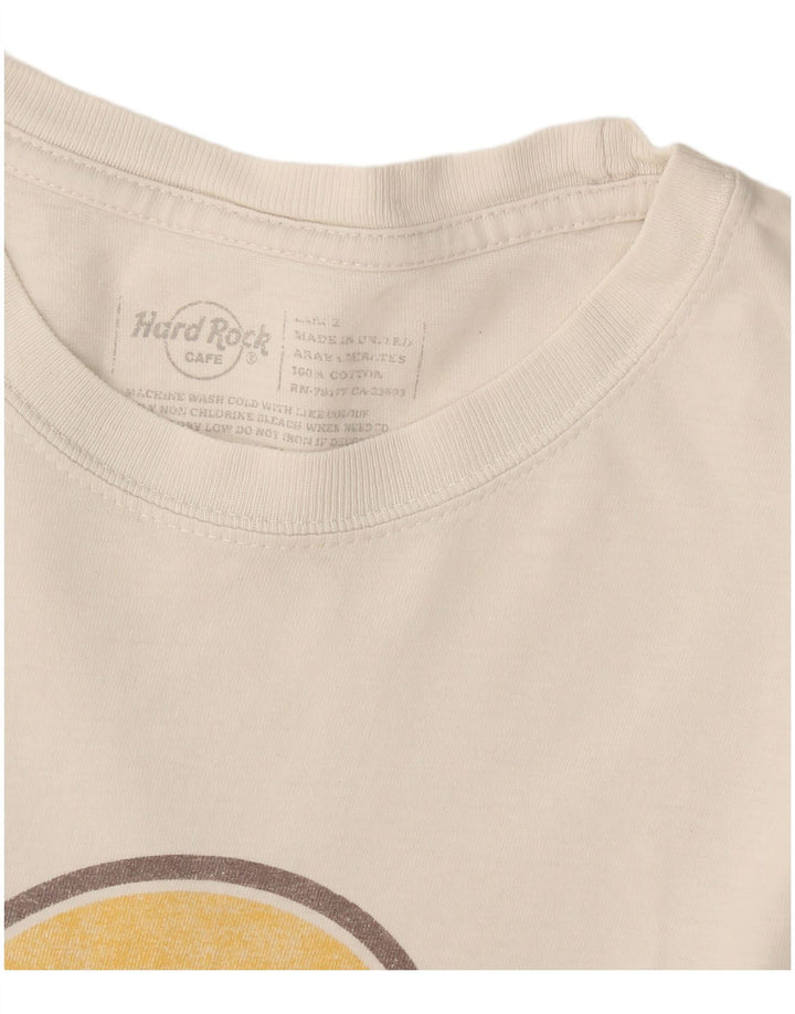 Camiseta masculina Hard Rock Cafe Munique com estampa gráfica de algodão branco médio