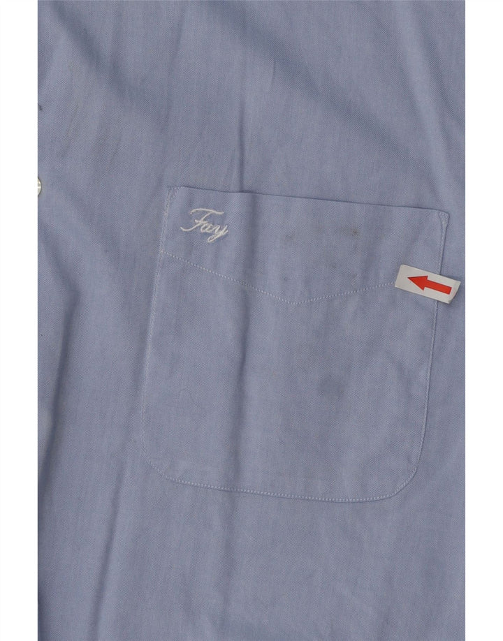 Camisa masculina Fay tamanho 44 17 1/2 XL algodão azul