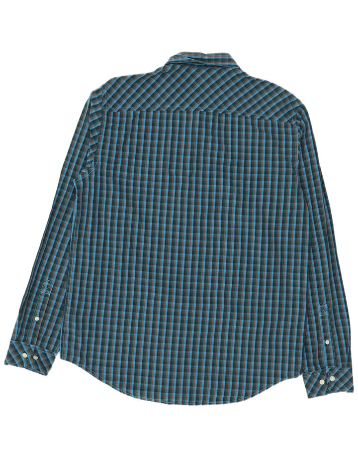 Camisa masculina slim fit TIMBERLAND grande algodão xadrez azul