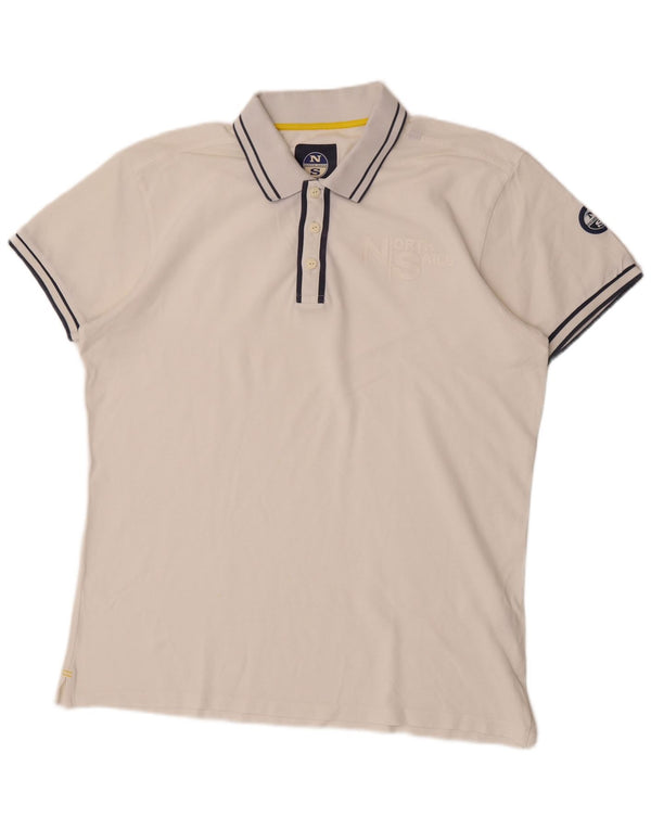 Camisa polo masculina North Sails 2XL algodão listrado branco