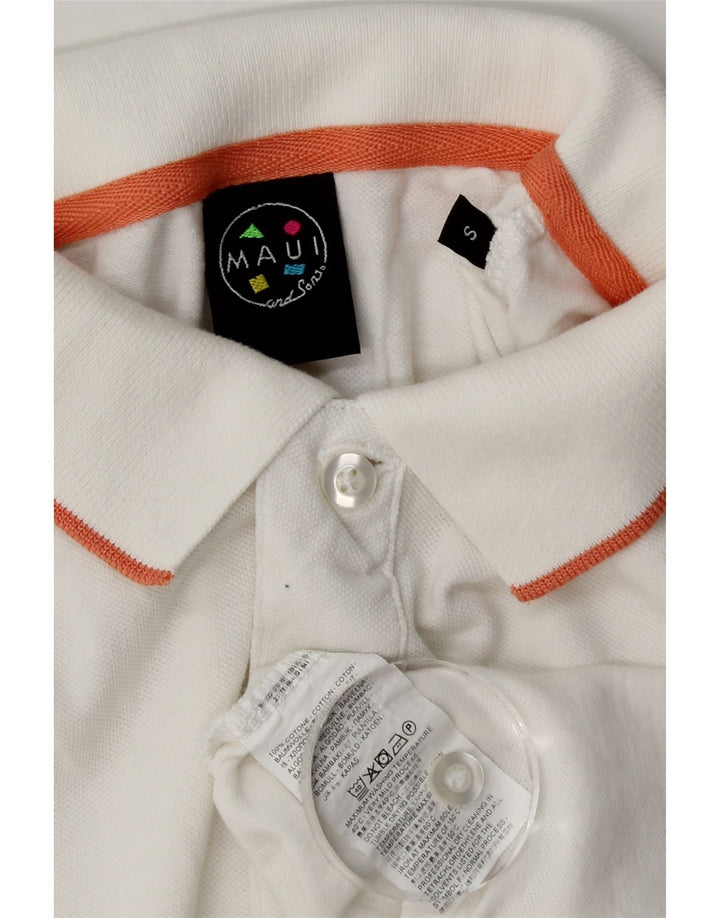 Camisa polo masculina Maui and Sons pequena de algodão branco