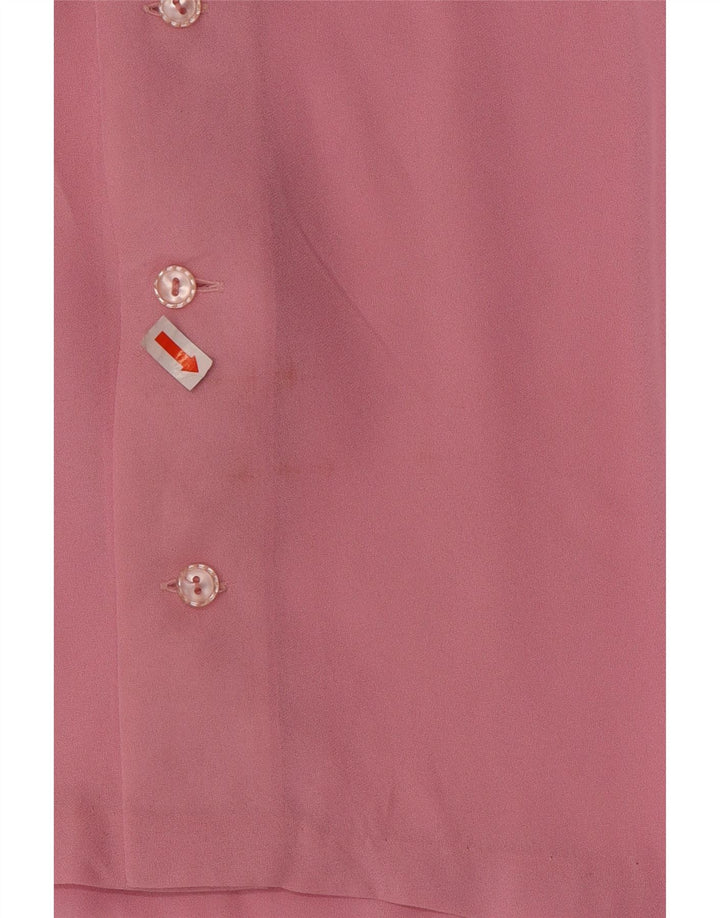 Blusa feminina vintage de manga comprida UK 12 rosa médio