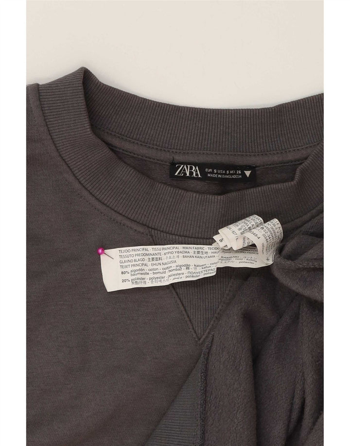 Zara moletom feminino oversized jumper UK 10 pequeno algodão cinza