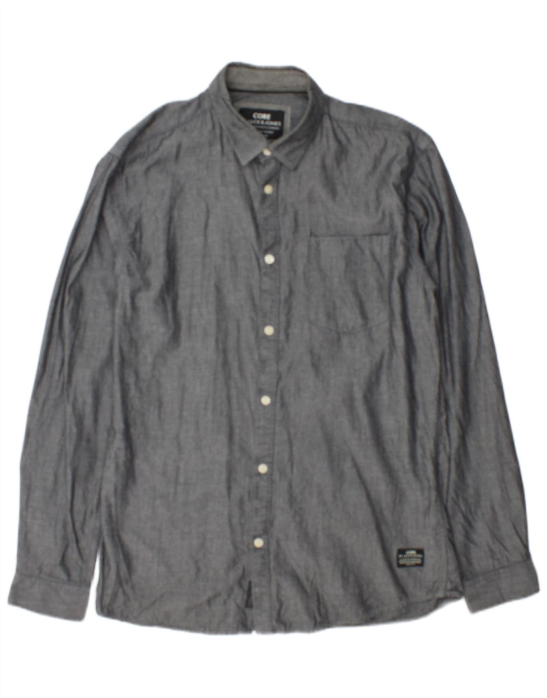 Camisa masculina Jack & Jones algodão cinza médio