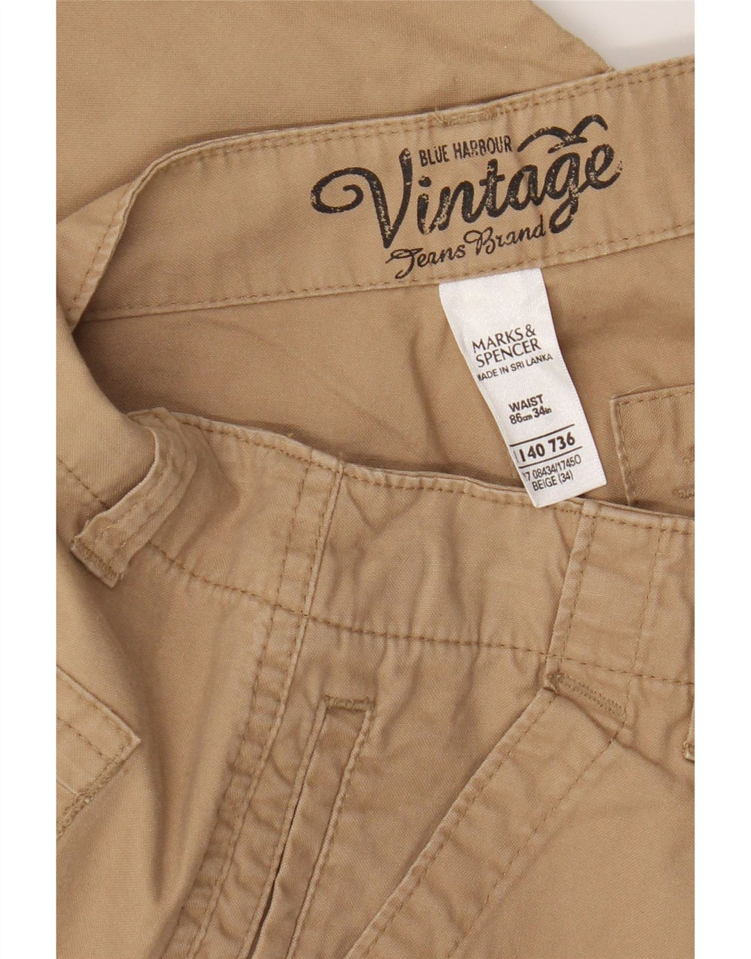 Bermuda masculina Marks & Spencer Blue Harbor Cargo W34 grande bege